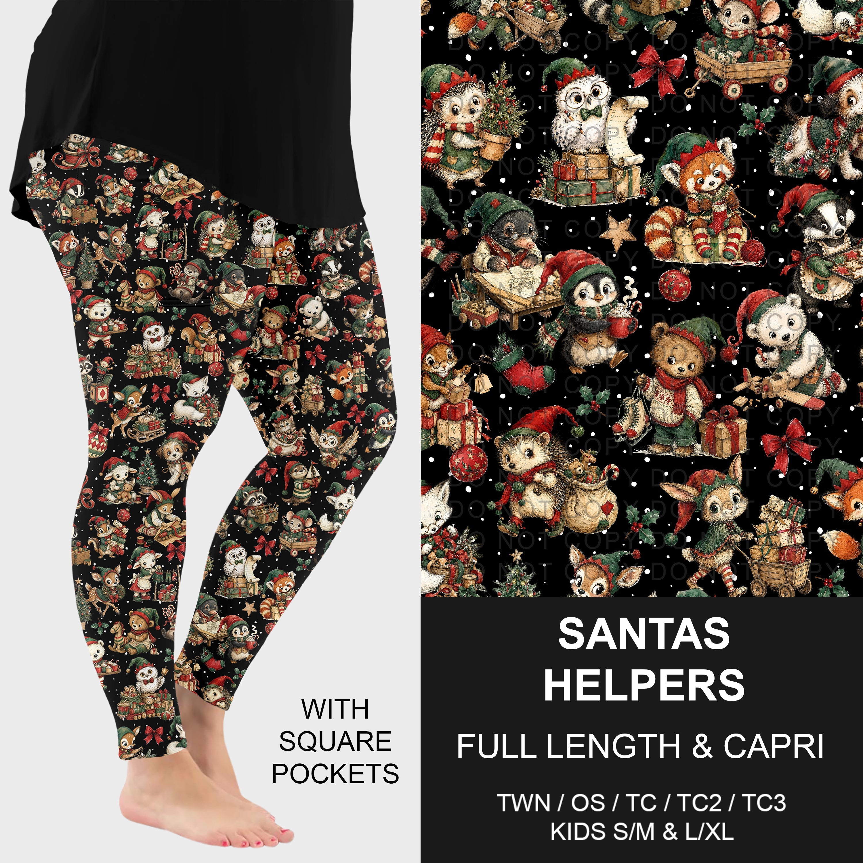 B312 - Preorder Santas Helpers Leggings w/ Pockets (Closes 9/13. ETA: mid Nov.)