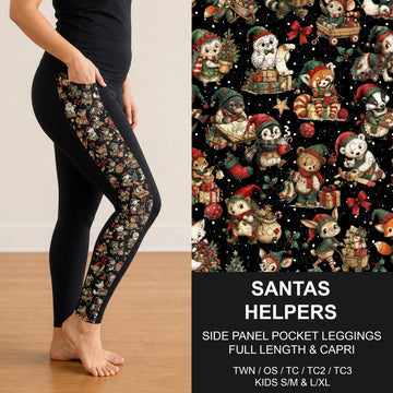 B312 - Preorder Santas Helpers Side Panel Pocket Leggings (Closes 9/13. ETA: mid Nov.)