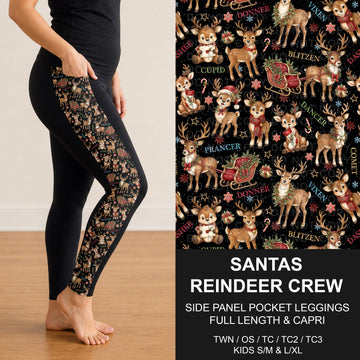 B311 - Preorder Santas Reindeer Crew Side Panel Pocket Leggings (Closes 9/06. ETA: mid Nov.)