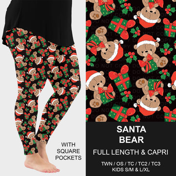 B315 - Preorder Santa Bear Leggings w/ Pockets (Closes 10/04. ETA: early Dec.)