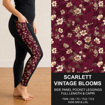 B309 - Preorder Scarlett Vintage Blooms Side Panel Pocket Leggings (Closes 8/23. ETA: late Oct.)
