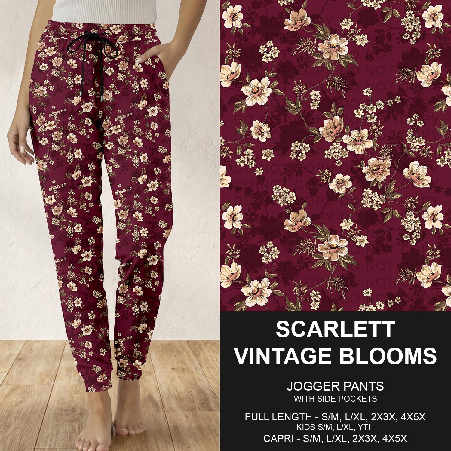 B309 - Preorder Scarlett Vintage Blooms Joggers (Closes 8/23. ETA: late Oct.)
