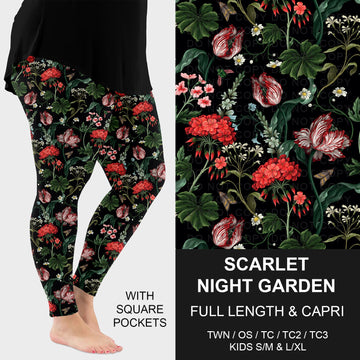 B264 - Preorder Scarlet Night Garden Leggings w/ Pockets (Closes 12/07. ETA: early Feb.)