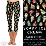 Ready to Ship - Scary Ice Cream Capri Length Leggings - TC2 Square Pockets