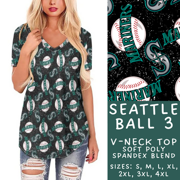 Batch #343 - Home Run Collection - Closes 5/22 - ETA mid July - Seattle Ball 3 V-Neck Tee