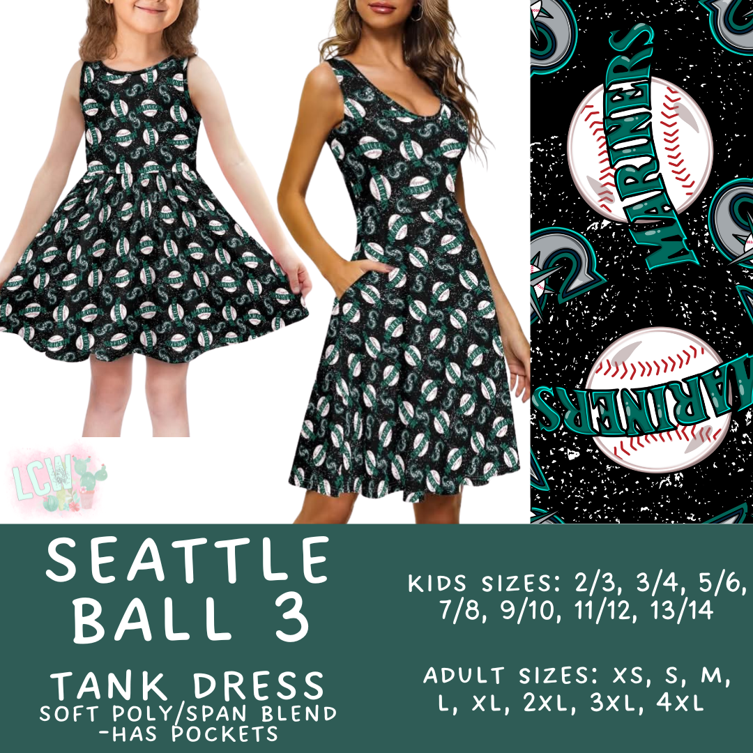 Batch #343 - Home Run Collection - Closes 5/22 - ETA mid July - Seattle Ball 3 Women's & Girl's Tank Dress