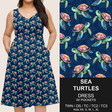 B217 - Preorder Sea Turtles Sleeveless Pocket Dress (Closes 3/12. ETA: late May)