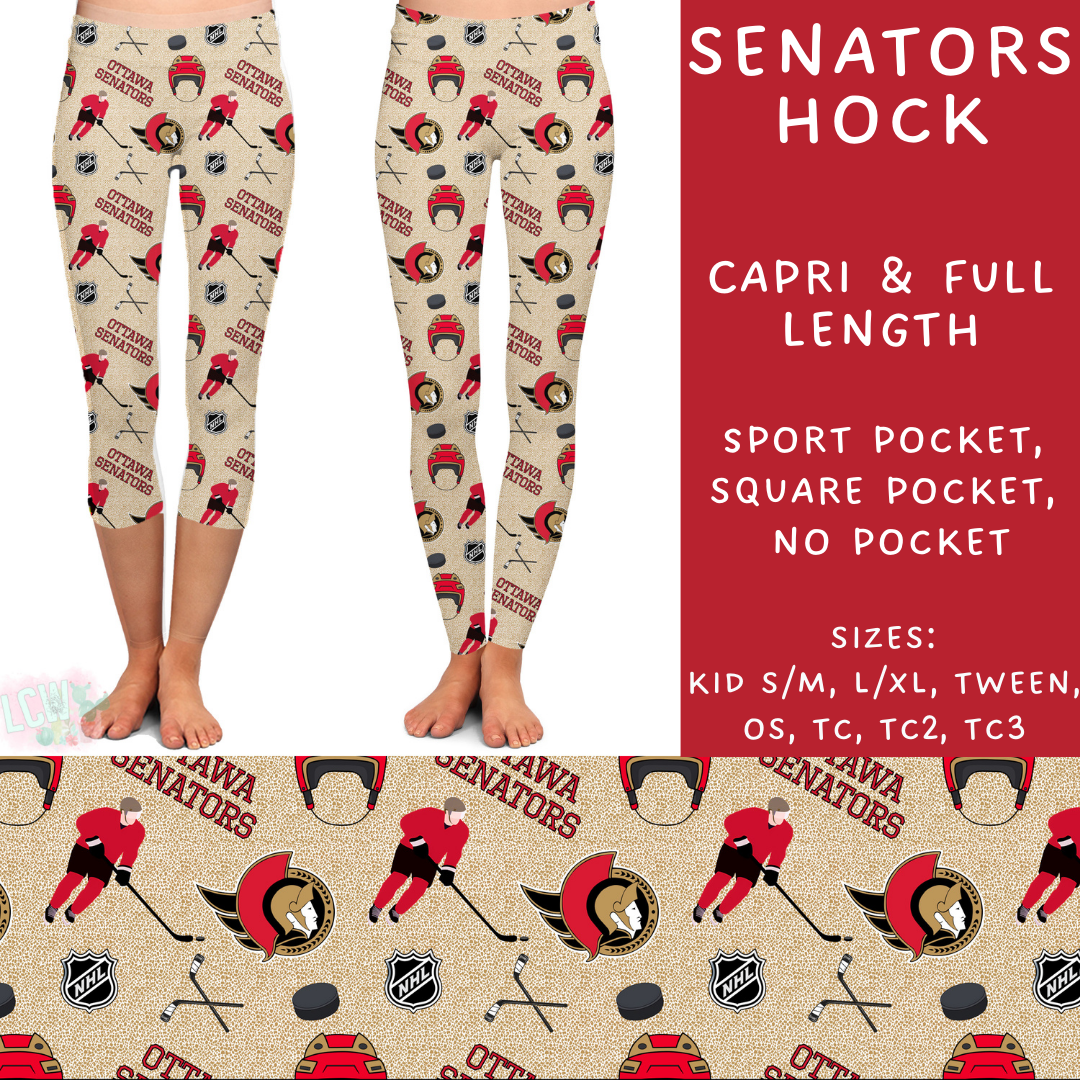 Batch #243 - Hockey - Closes 11/25 - ETA mid Jan - Senators Hock Full and Capri Length Leggings