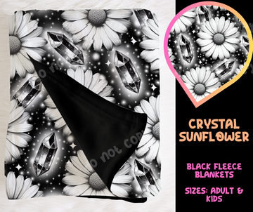 CRYSTAL SUNFLOWER - SOFT BLACK FLEECE THROW BLANKET RUN 6 PREORDER CLOSING 9/25