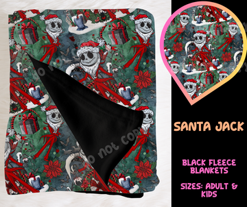 SANTA JACK - SOFT BLACK FLEECE THROW BLANKET RUN 6 PREORDER CLOSING 9/25