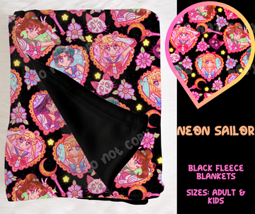 NEON SAILOR - SOFT BLACK FLEECE THROW BLANKET RUN 6 PREORDER CLOSING 9/25