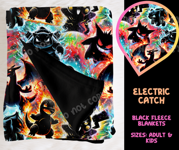 ELECTRIC CATCH - SOFT BLACK FLEECE THROW BLANKET RUN 6 PREORDER CLOSING 9/25