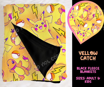 YELLOW CATCH - SOFT BLACK FLEECE THROW BLANKET RUN 6 PREORDER CLOSING 9/25