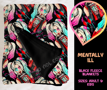 MENTALLY ILL - SOFT BLACK FLEECE THROW BLANKET RUN 6 PREORDER CLOSING 9/25