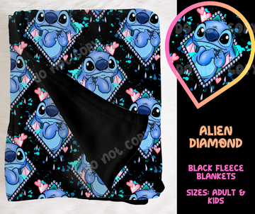 ALIEN DIAMOND - SOFT BLACK FLEECE THROW BLANKET RUN 6 PREORDER CLOSING 9/25