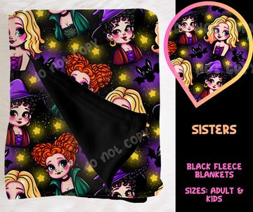 SISTERS - SOFT BLACK FLEECE THROW BLANKET RUN 6 PREORDER CLOSING 9/25