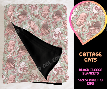 COTTAGE CATS- SOFT BLACK FLEECE THROW BLANKET RUN 6 PREORDER CLOSING 9/25