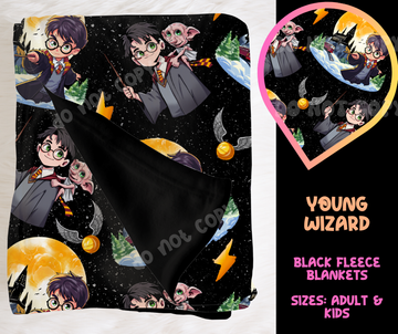 YOUNG WIZARD - SOFT BLACK FLEECE THROW BLANKET RUN 6 PREORDER CLOSING 9/25