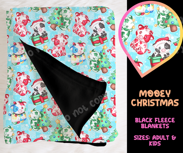 MOOEY CHRISTMAS - SOFT BLACK FLEECE THROW BLANKET RUN 6 PREORDER CLOSING 9/25