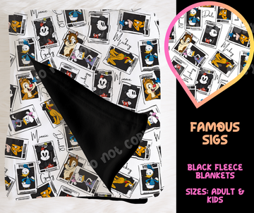 FAMOUS SIGS - SOFT BLACK FLEECE THROW BLANKET RUN 6 PREORDER CLOSING 9/25