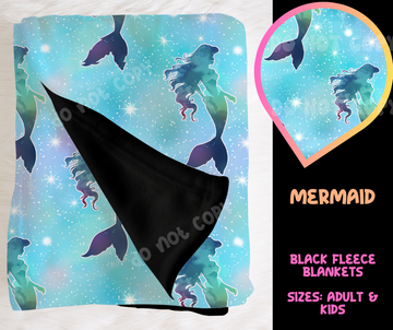 MERMAID - SOFT BLACK FLEECE THROW BLANKET RUN 6 PREORDER CLOSING 9/25