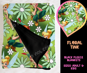 FLORAL TINK - SOFT BLACK FLEECE THROW BLANKET RUN 6 PREORDER CLOSING 9/25