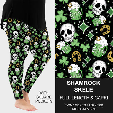 B268 - Preorder Shamrock Skele Leggings w/ Pockets (Closes 12/28. ETA: mid Feb.)