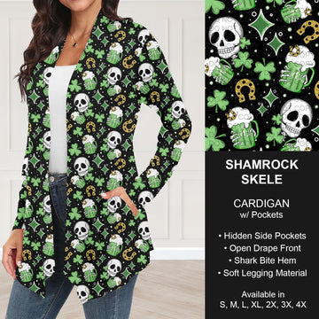 B268 - Preorder Shamrock Skele Cardigan w/ Pockets (Closes 12/28. ETA: mid Feb.)