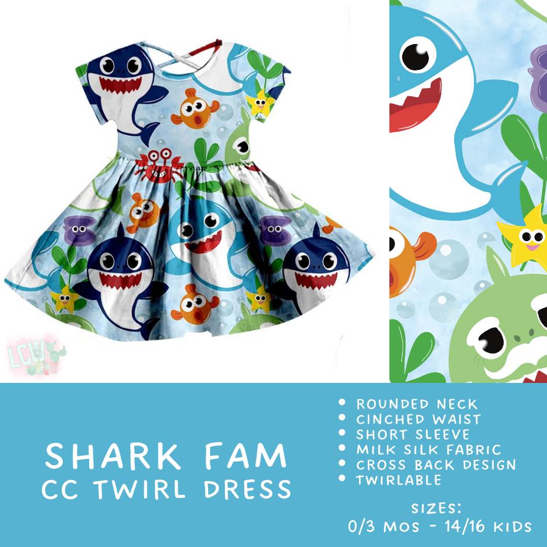 Ready To Ship - Criss Cross Twirl Dresses - Shark Fam Kids Twirl Criss Cross Dress