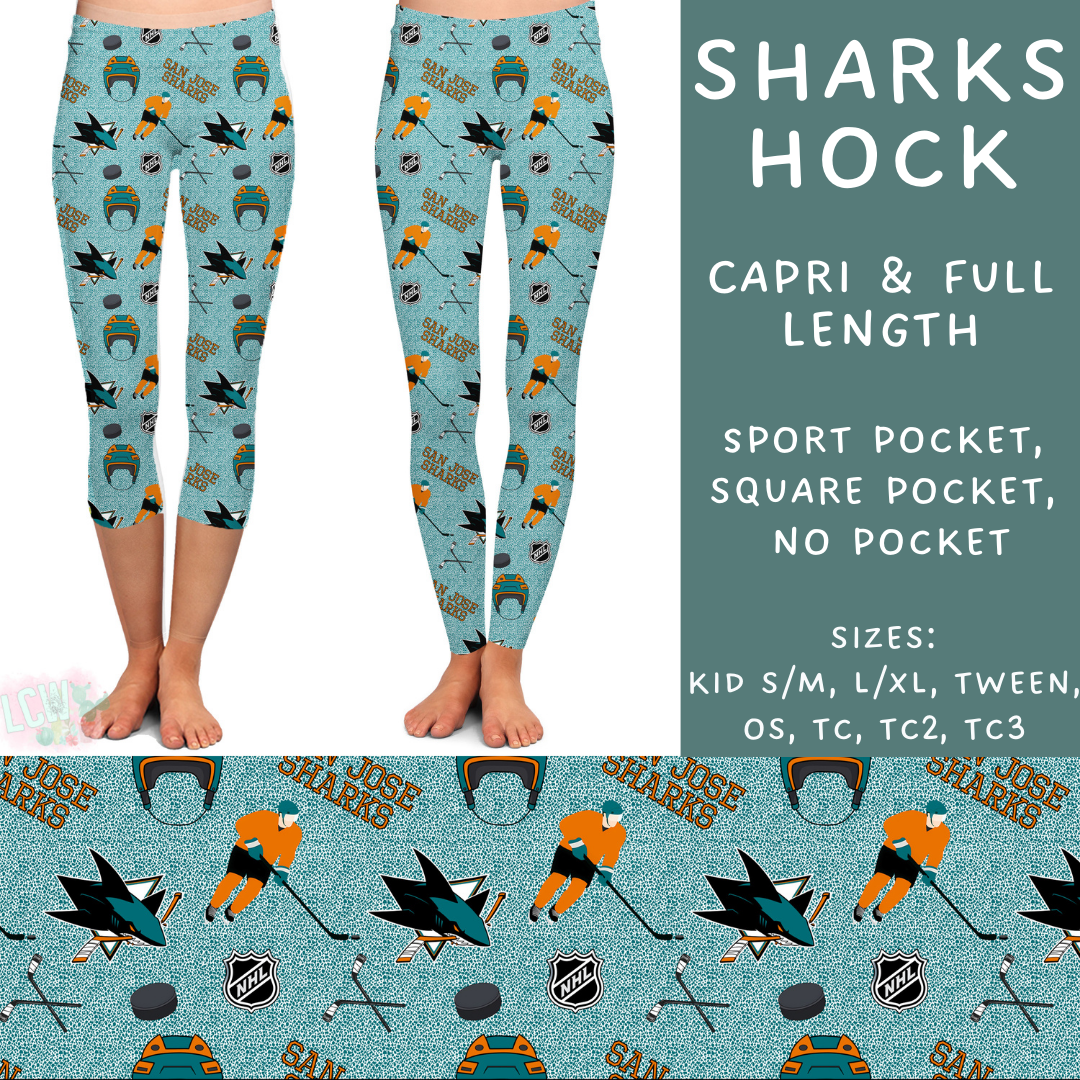 Batch #243 - Hockey - Closes 11/25 - ETA mid Jan - Sharks Hock Full and Capri Length Leggings