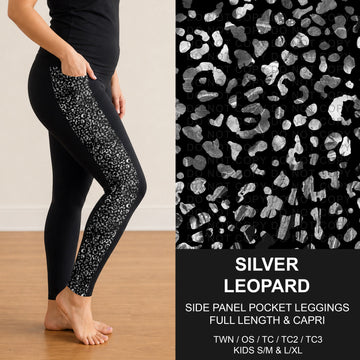 B300 - Preorder Silver Leopard Side Panel Pocket Leggings (Closes 7/15. ETA: mid Sept.)