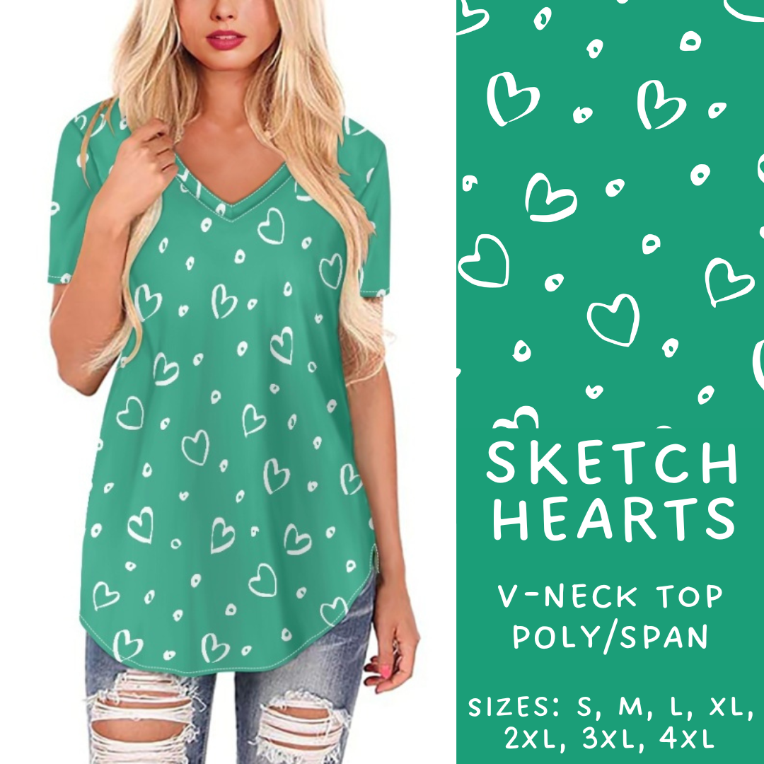 Batch #224 - Cookie Dealer 2 - Closes 10/28 - ETA mid Dec - Sketch Hearts V-Neck Tee