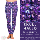 Ready To Ship - Skull Hallo Full Length Leggings - Square Pocket OS - Sport Pocket TC