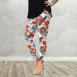 Calavera Rose Sugar Skulls Print Soft Leggings -  Day of the Dead / Halloween