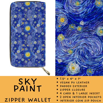 Batch #460 - Zip It Collection - Closes 12/5 - ETA late Jan - Sky Paint Zipper Wallet
