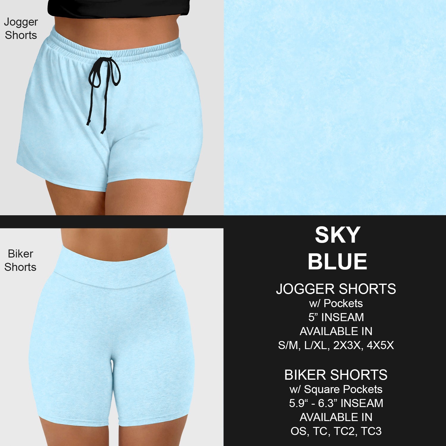 B216 - Preorder Sky Blue Jogger/Biker Shorts (Closes 3/09. ETA: late May)