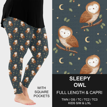 B309 - Preorder Sleepy Owl Leggings w/ Pockets (Closes 8/23. ETA: late Oct.)