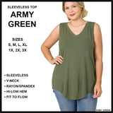 RTS - Sleeveless V-Neck Top - Army Green