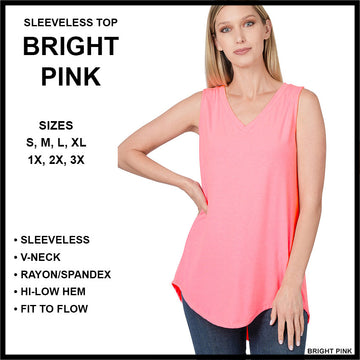 RTS - Sleeveless V-Neck Top - Bright Pink