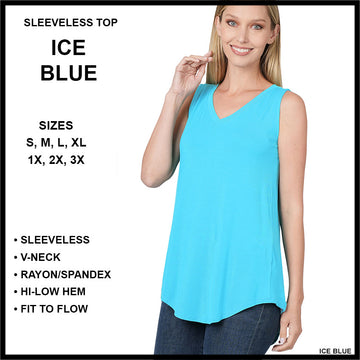 RTS - Sleeveless V-Neck Top - Ice Blue