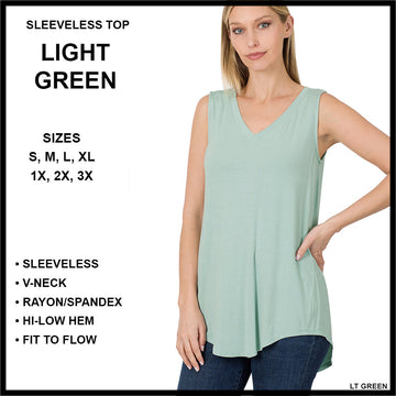 RTS - Sleeveless V-Neck Top - Light Green