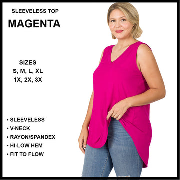 RTS - Sleeveless V-Neck Top - Magenta