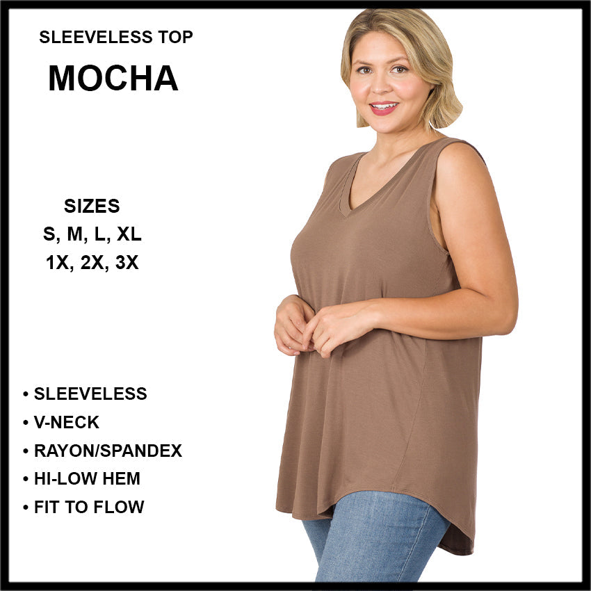 RTS - Sleeveless V-Neck Top - Mocha