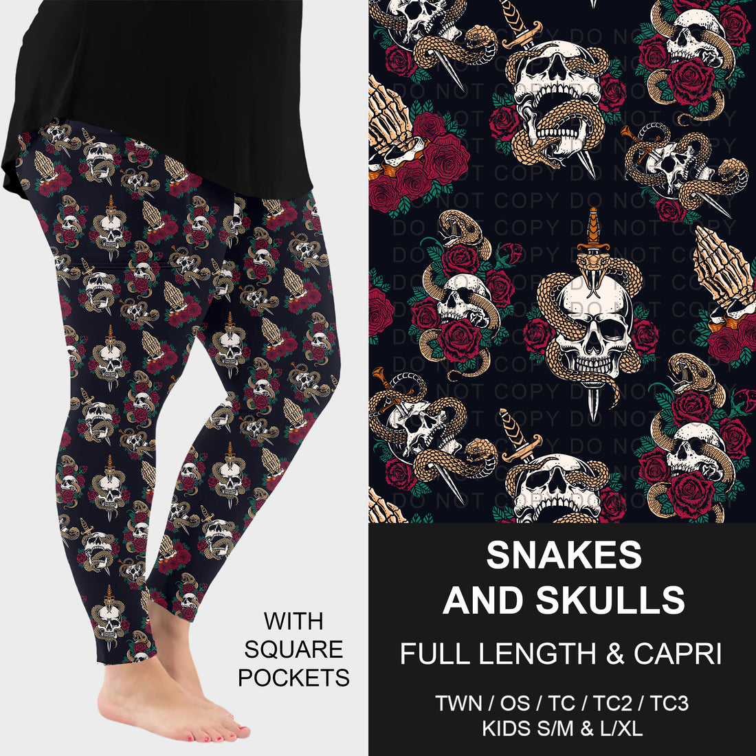 Snakes and Skulls Leggings w/ Pockets