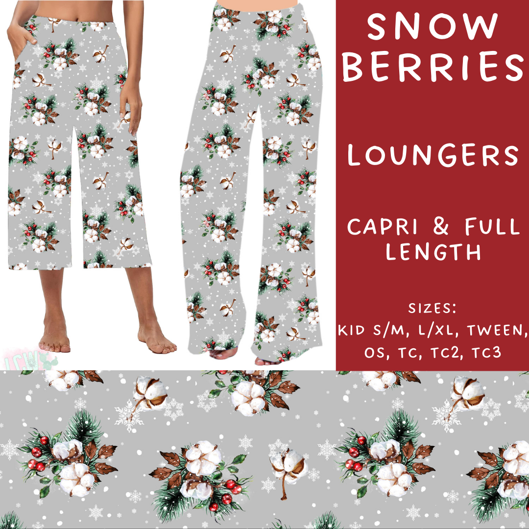 Batch #231 - Tis The Season - Closes 10/31 - ETA early/mid Dec - Snow Berries Capri and Full Length Loungers