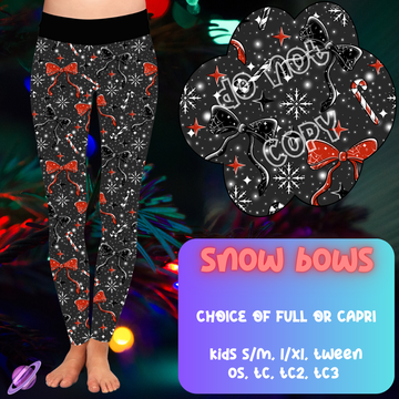 SNOW BOWS - CHRISTMAS RUN - LEGGING/CAPRI PREORDER CLOSING 9/29