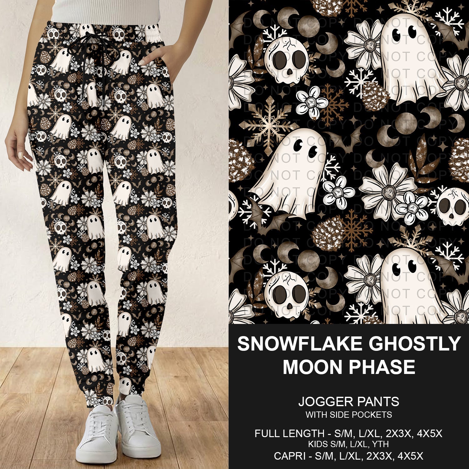 B303 - Preorder Snowflake Ghostly Moon Phase Joggers (Closes 7/26. ETA: early Oct.)