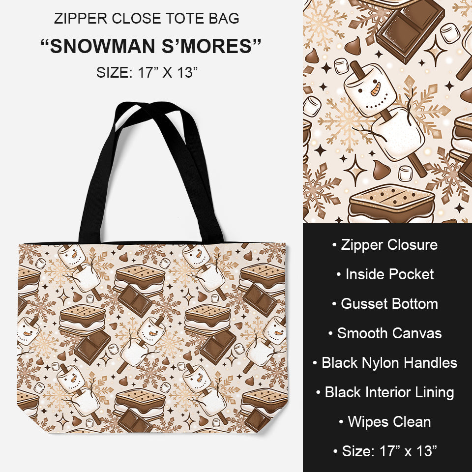 B195 - Preorder Snowman S'mores Tote Bag (Closes 11/19. ETA: late Jan.)