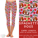 Ready to Ship - Spaghetti Dogs Capri Length Leggings - OS & TC Square Pocket