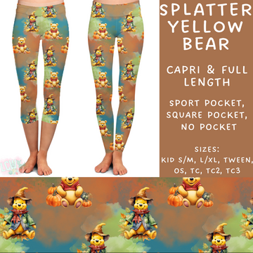 Batch #210 - Magical Fall - Closes 10/4 - ETA mid Nov - Splatter Yellow Bear Full and Capri Length Leggings